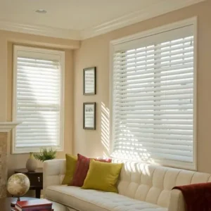 living room fauxwood blinds